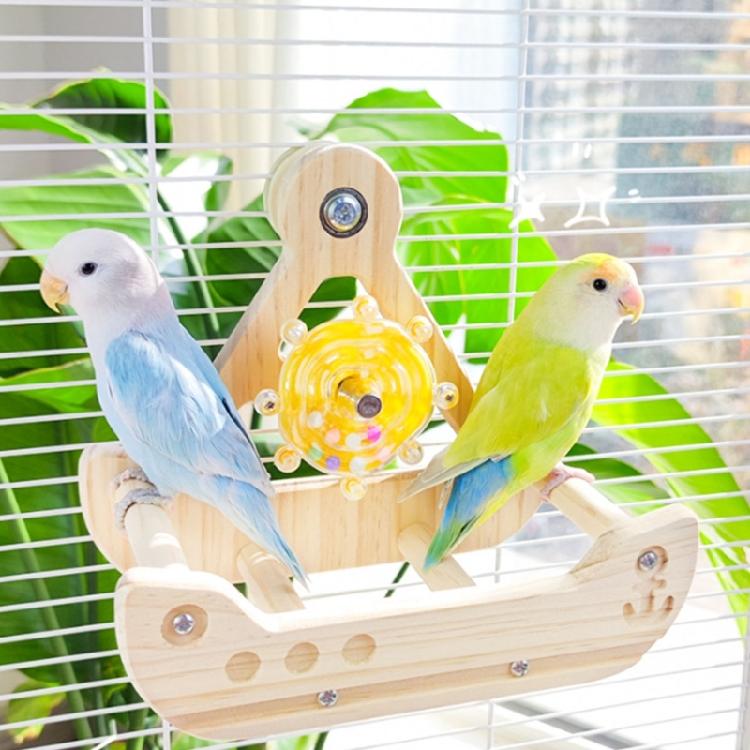 Rocking Parrot Playgrounds Stand Perch Toy with 4 Chewable Perches Encouraging Balance Exercise For Small to Large Bird