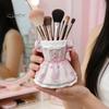 Multipurpose Storage Box Bow Dress Pencil Cup, Ceramic Desk Organizer, Cute Makeup Toothbrush Holder Brush for Girls Room, Office Gift Women Pen