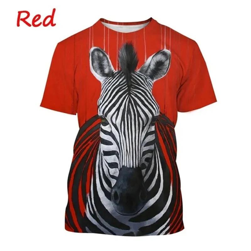 Zebra Pattern T Shirt Men's Cute Animals 3D Printed T-Shirts Summer Fashion Kids Women Casual Cool O Neck Loose Tees Tops