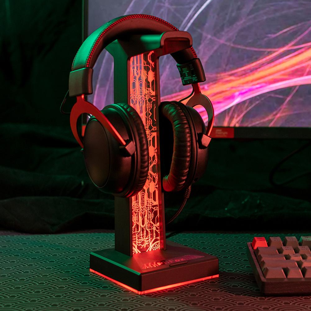 RGB Headphone Bracket Space Saving Headset Display Stand Desktop Organizer Head Mounted Headphone Stand Rack for Table Supplies