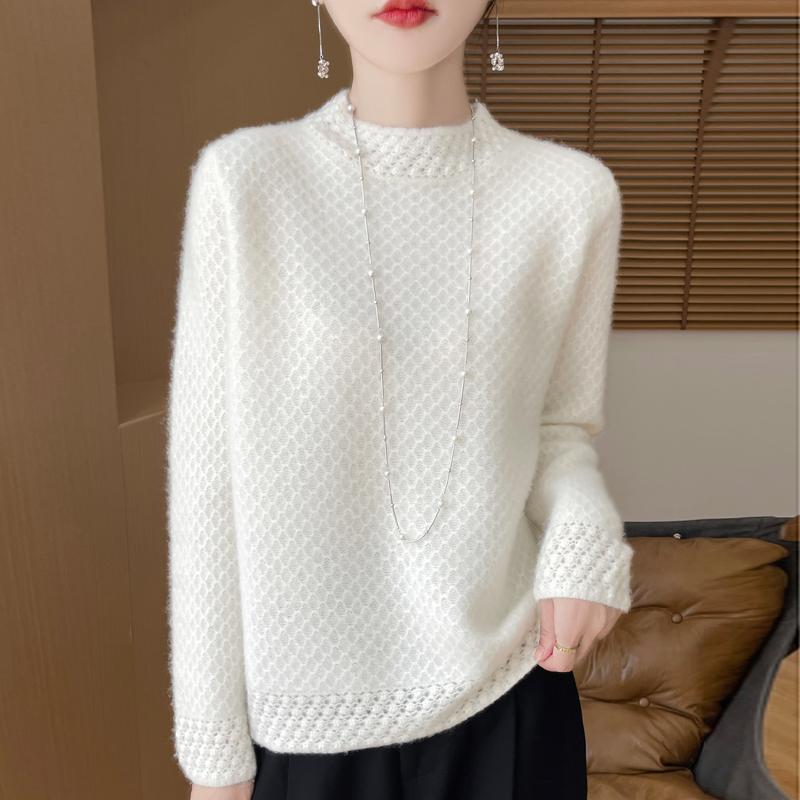 Women's Cashmere Sweater Qinghe Cashmere 30% Cashmere 70% Wool Autumn and Winter Pullover Warm and Fashionable