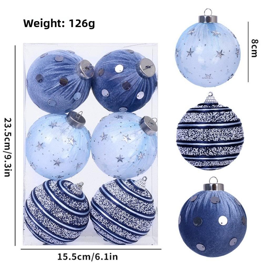 6pcs New Foam Christmas Ball Pendant Wrap Cloth 8cm Xmas Tree Charm Christmas Supplies Merry Christmas