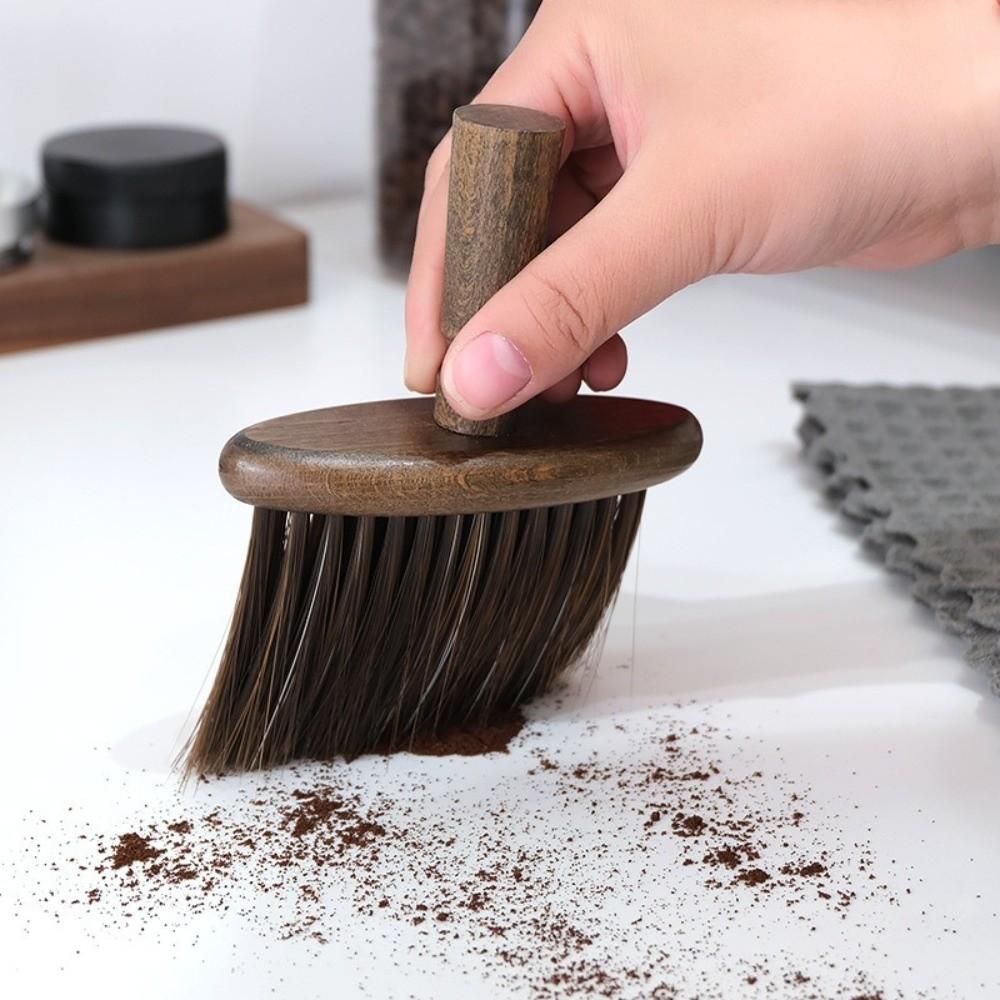 Nylon Espresso Machine Brush Walnut Wood Dust Clean Brush  Camera Lens