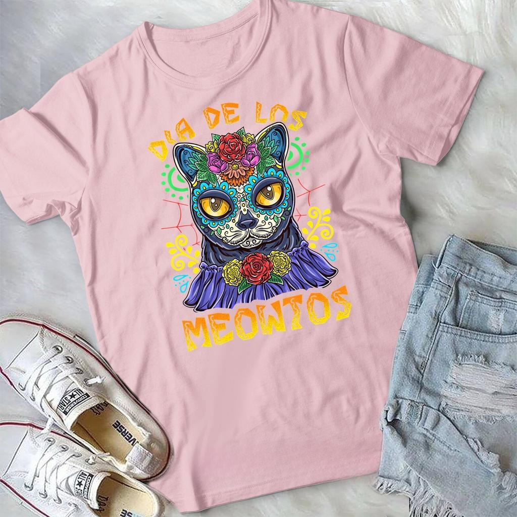Day of The Dead Dia De Los Muertos Shirt Cat Sugar Skull Unisex Tshirt Floral and Animal Patterned Shirt Cotton Breathable Tee