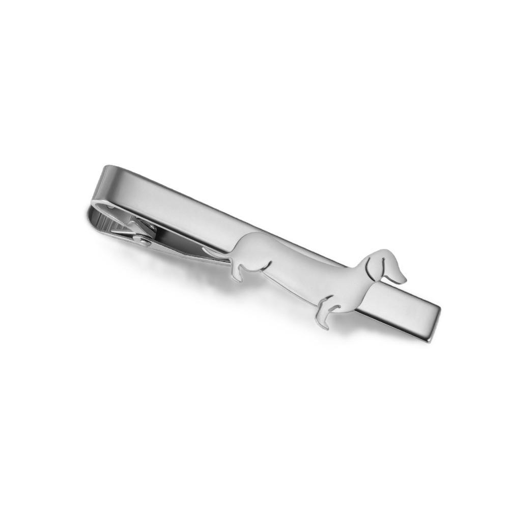 Punk Dachshund Tie Pin Cute Sausage Dog Necktie Buckle Fashion Cat Tie Clip Suit Accessories Silver Dog