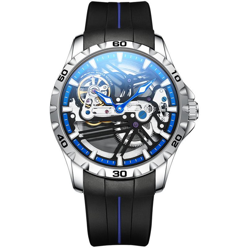AILANG Top Luxury Brand Men Sport Waterproof Automatic Mechanical Watches Luminous Skeleton Men's Watch Silicone Strap Reloj