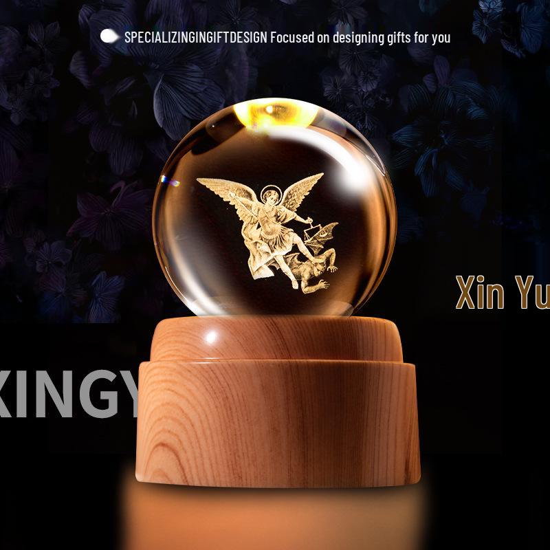 Creative Rotating Crystal Ball Night Light: Decorative Craft for Bedroom Atmosphere and Festive Gift.