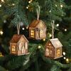 Creative Christmas Tree Ornaments: LED Luminous Wooden House Decorations