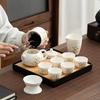Golden Silk Bamboo Rhyme Suet Jade Porcelain Travel Tea Set Portable Outdoor Kung Fu Tea Set Porcelain Gifts