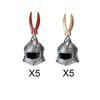 MOC Medieval Castle Knight Figures Waffen Accessories Flame Helmet Shoulder Armor Sword Toy