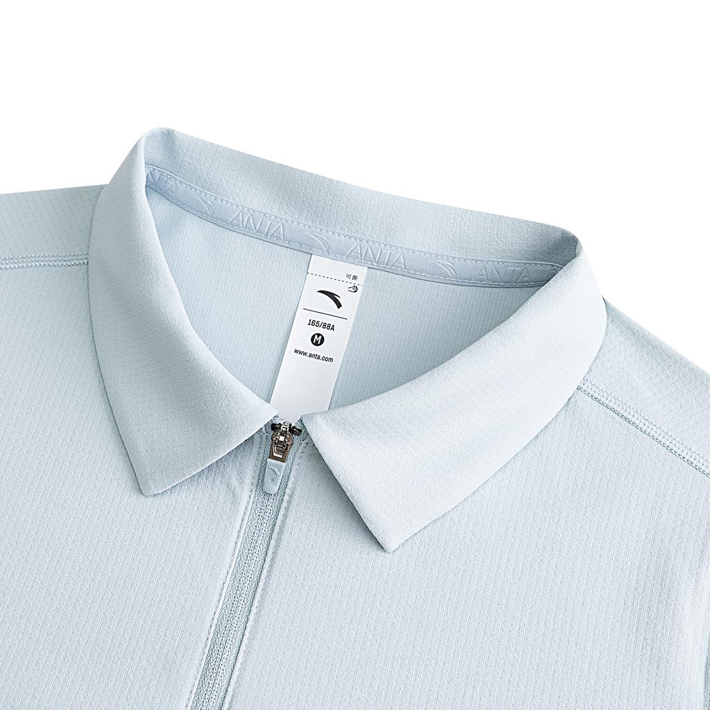 Anta Training Womens Short Sleeve Polo Shirt Summer T-Shirt Dream Shadow Blue Women tops 962627110-8