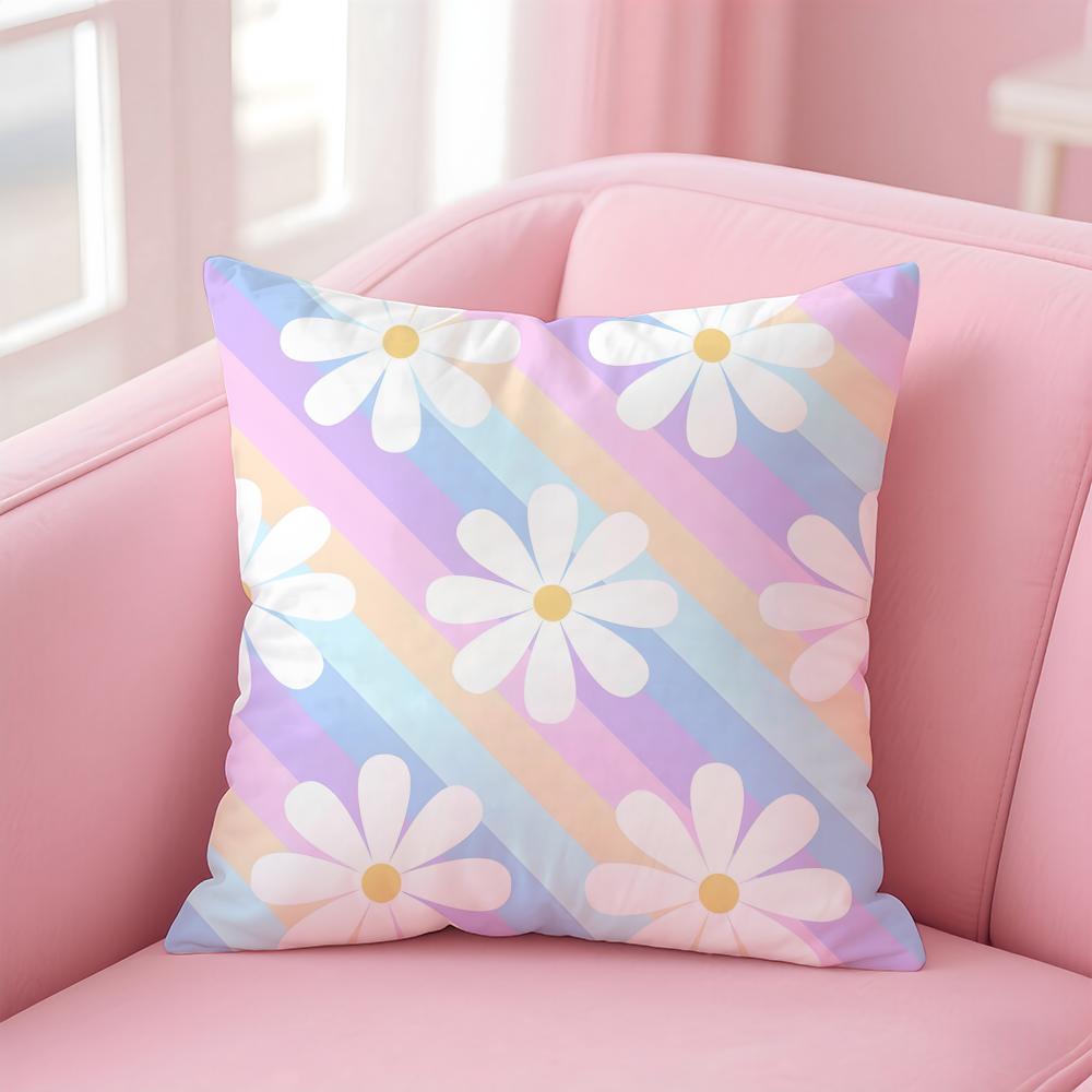 Pastel Rainbow Gradient Cushion Cover Linen Cushion Cover Soft Decorative Case For Sofa Home Decor
