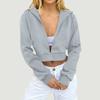 Women's Color Zipper Crop Hooded Jacket