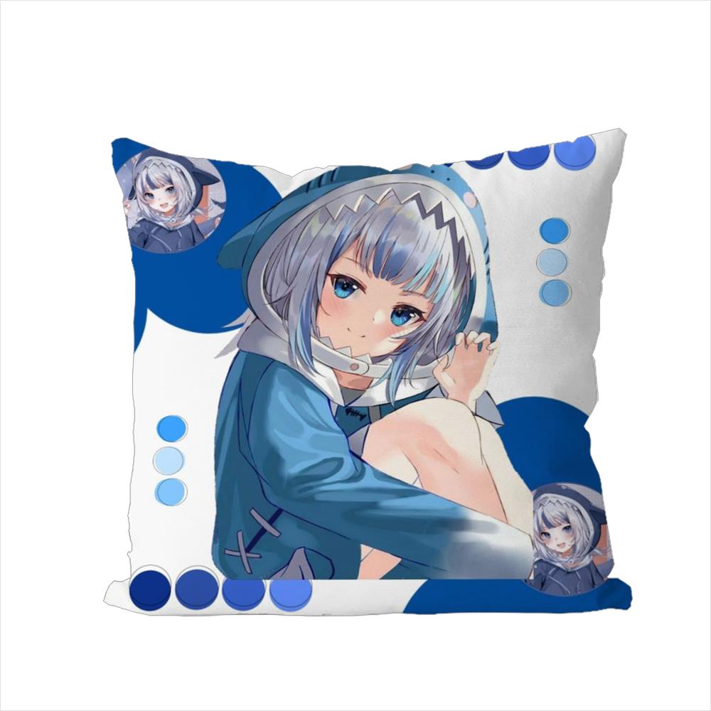Gawr Gura Pillow Case For Car Sofa Decorative Home Doublesided Print Plush Square Throw Pillow Cushion Cover