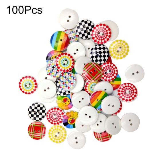 

100 шт. спиральные полосатые клетчатые деревянные круглые пуговицы DIY швейные принадлежности для рукоделия