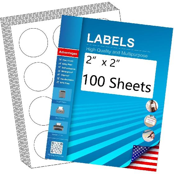 3" Circle Sticker Labels, Round Printable Sticker to Write On, Sticker Paper for Inkjet Printer, (6 Labels/Sheet), 30 Sheets