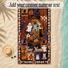Halloween Theme Soft Beach Towel Personalized Custom Name Text Towel Portable for Beach Pool Travel