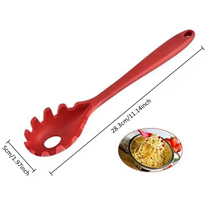 28cm Long Handle Spaghetti Spoon Silicone Noodle Serving Strainer Scoop Colander Slot Spoon Pasta Noodle Colander Kitchen Gadget