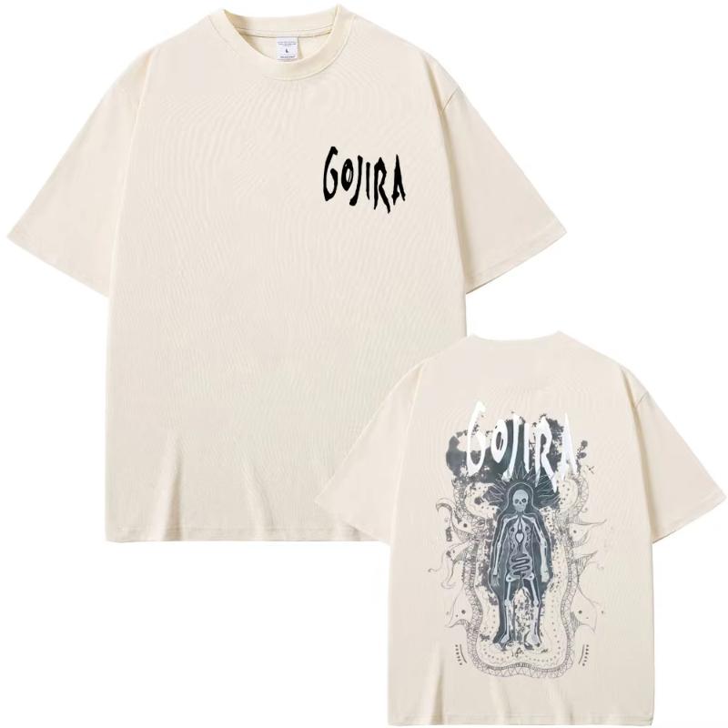 Metal Rock Band Gojira The Flesh Alive Skeleton Graphic Tshirt Unisex Women Fashion Oversized Tshirts Unisexs Casual Cotton T Shirt
