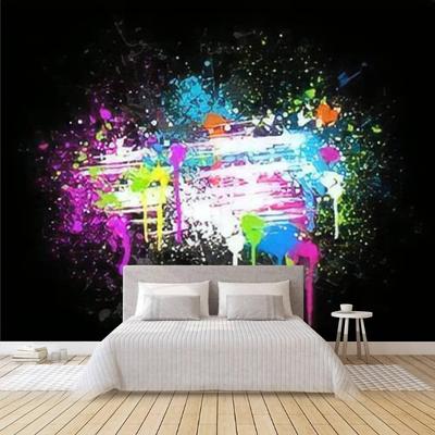 Mural de pared de Graffiti, papel tapiz con salpicaduras de pintura, pegatina Mural de pared 3D extraíble de gran tamaño, decoración del hogar para sala de estar y dormitorio