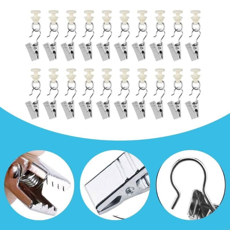 62KD 60Pack Metal Curtain Rails Hooks Gliders for Shower Curtain Home Decors for Curtain Track Rails for Home Offices Use