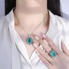 Jewelry Copper Bottom Gold-Plated Imitation Wood With Green Grandmother Green Denier Pendant Ring Set 12 * 16