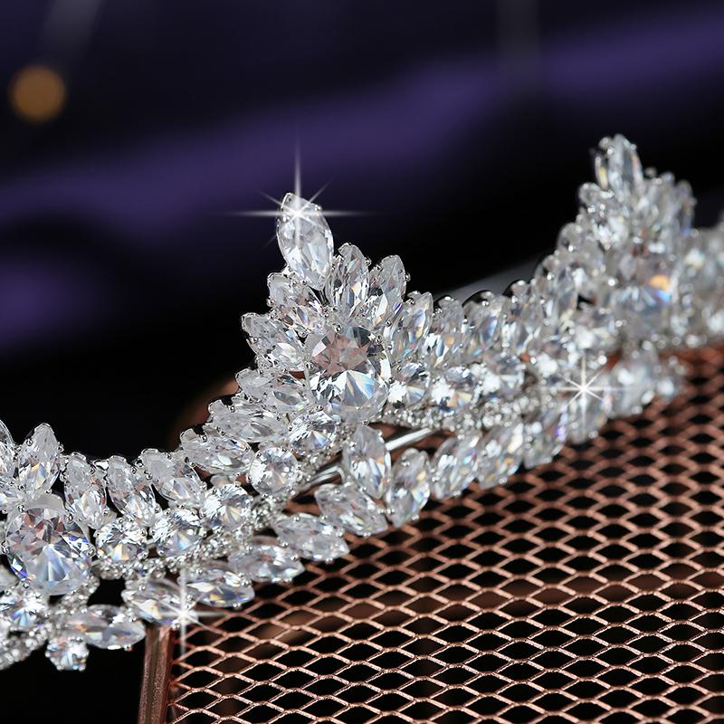 Drop Shipping Cubic Zircon Wedding Tiara Exquisite Bridal Hair Accessories Anniversary Crowns for Women BC5534 Corona Princesa