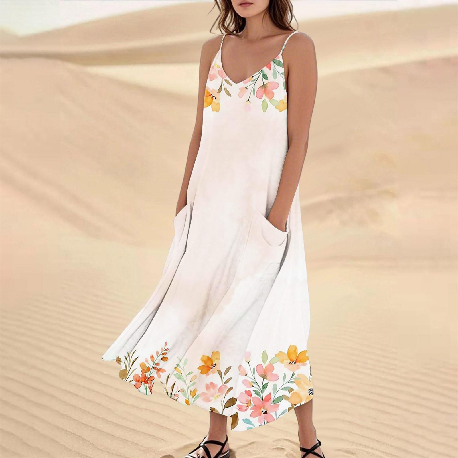 

Женское летнее платье, повседневные свободные длинные пляжные платья для отдыха XL жёлтый