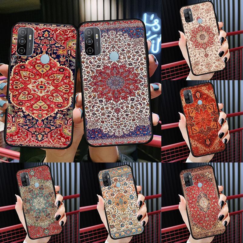 Persian Carpet Floral Pattern Case For Oppo A96 A76 A16 A15 A17 A52 A72 A54S A57S A58 A78 A98 A57 A77 A54 A74 A94 Cover