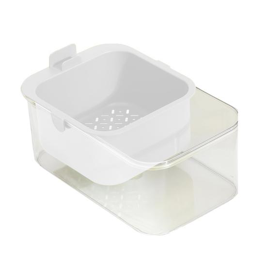 

Двошарова коробка для снеків, фруктова миска зі зливним кошиком, настільна миска для снеків зі слотом для телефону для насолоди горішками, цукерками, десертами, фруктами білий