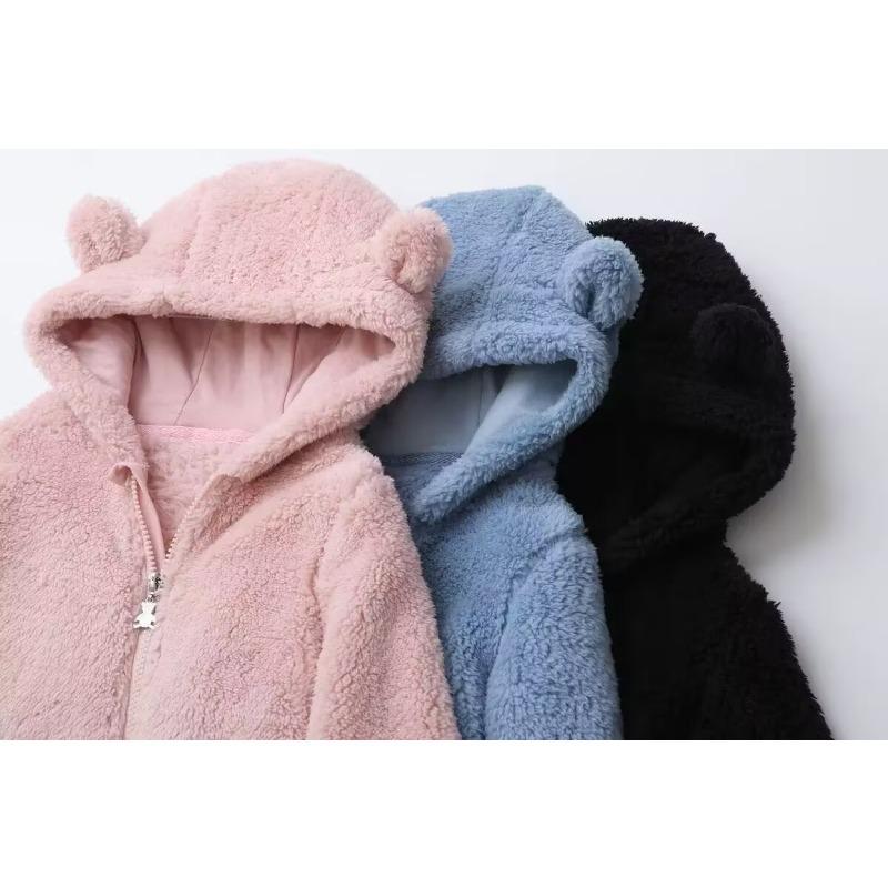 Fleece Romper Baby Long Sleeve Jumpsuit Autumn Baby Boys Girls Rompers Hooded Warm Cloth