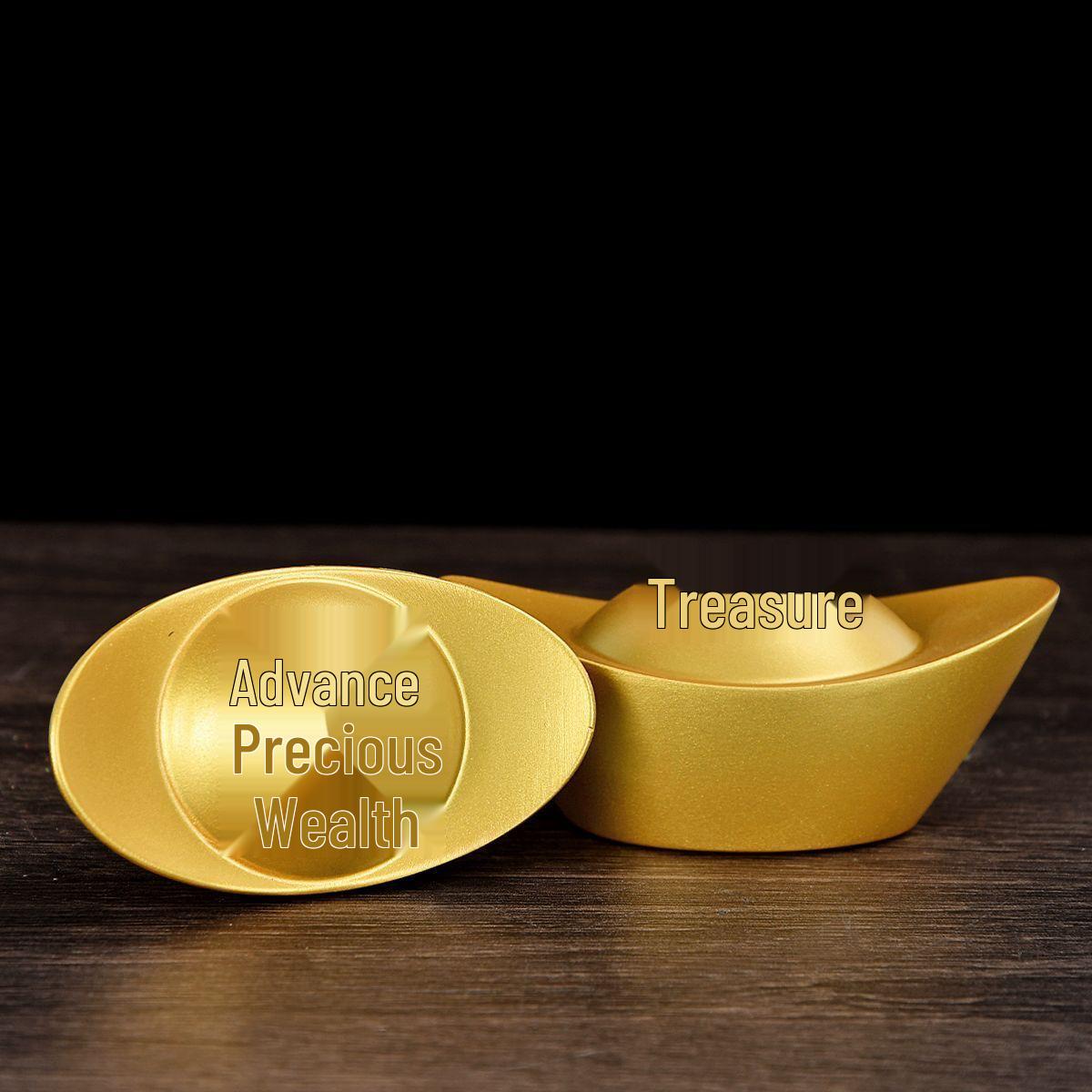 Large Gold Imitation Copper Yuanbao Ornament for Living Room Decoration Ingot #1 [Hollow Bottom]