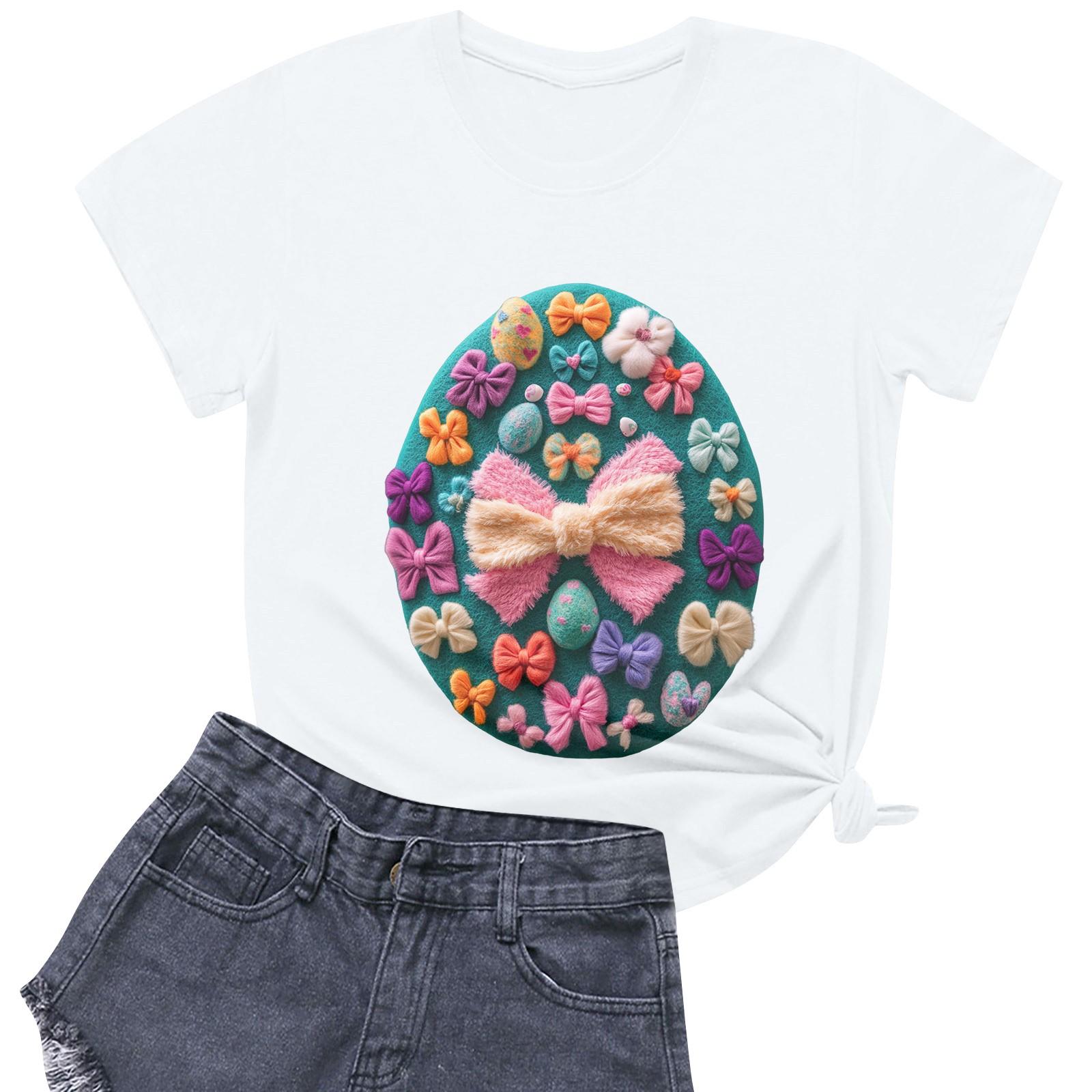 

Женская повседневная футболка с круглым вырезом и короткими рукавами с принтом L белый