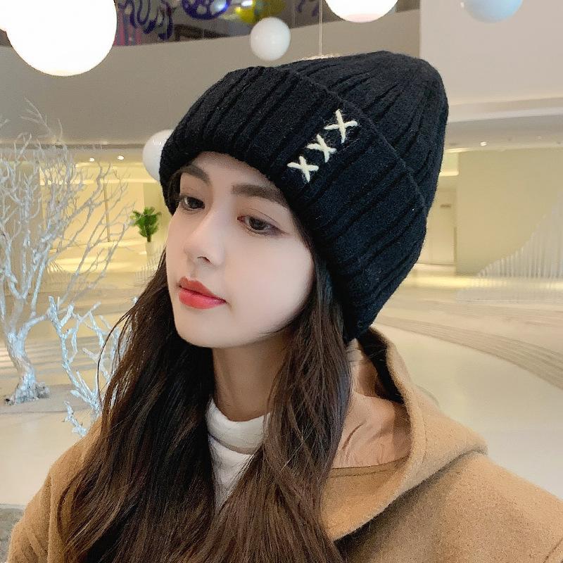 Hat for Women In Autumn and Winter Versatile Korean Thickened Warm Ear Protection Cute Knitted Wool Hat for Women Korean Style