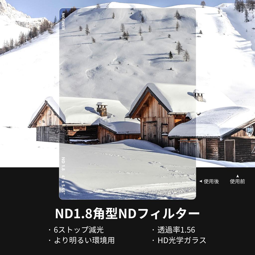 Neewer Square Pack of ND x Nema Compatible with Neewer Matte Boxes and Tilta SmallRig Filters, 2, 0.9/1.8 (3/6 Stop), 4" 5.65", Double-Sided 30-Layer