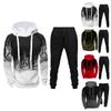Mens Hooded Sports Tracksuit Unisex Two-Piece Running Outfits Long Sleeve Pullover Hoodies Sweatshirt+Sweatpants Set