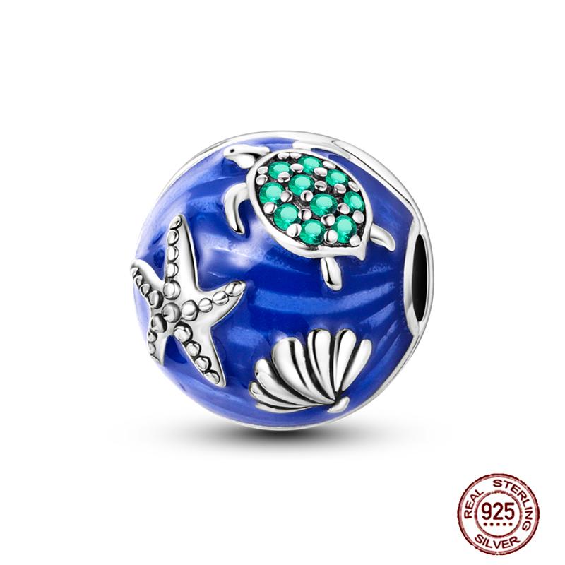 Underwater World Blue Ocean Series Sea Turtle Dolphin Charms Originalcopper Glow Cz Beads Fit Bracelet Necklace Diy Jewelry