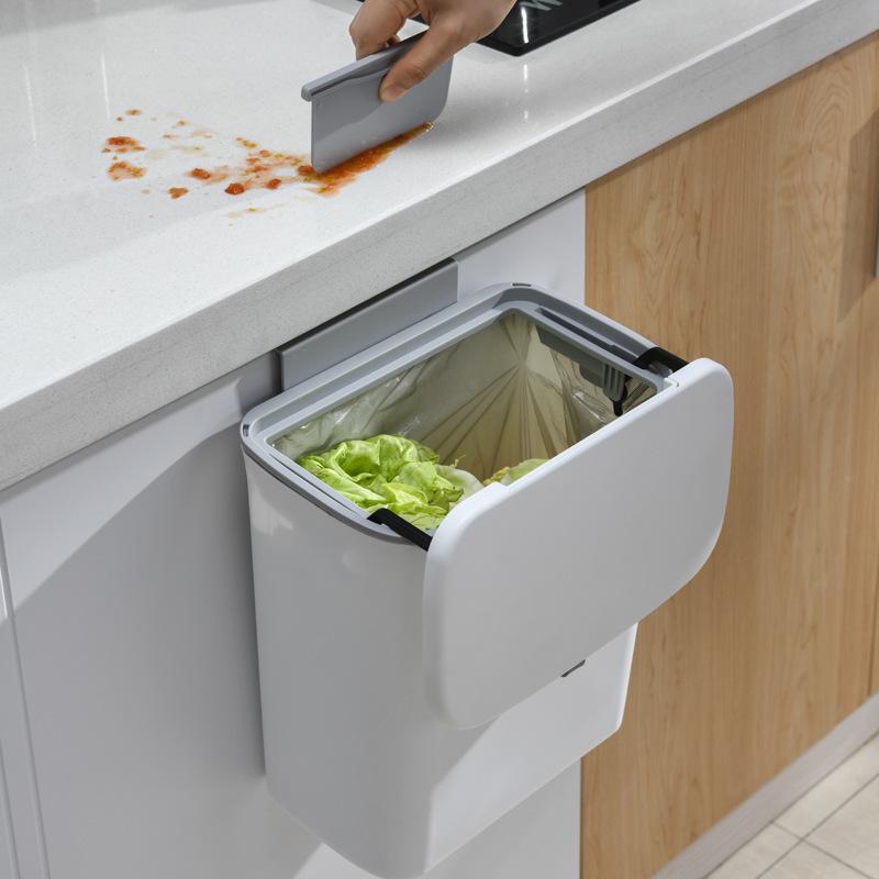 Wall-Mounted Trash Can with Lid for Kitchen, Bathroom, and Living Room - Creative Hanging Storage Wastebasket