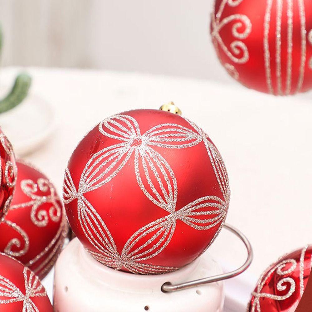 6pcs 8cm Painted Christmas Balls Ornament Plastic Christmas Tree Pendant Home Xmas Decor