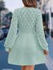 Scale Pattern 3D Knitted Dress New V-Neck Beach Dress A-Line Long Sleeve Dress