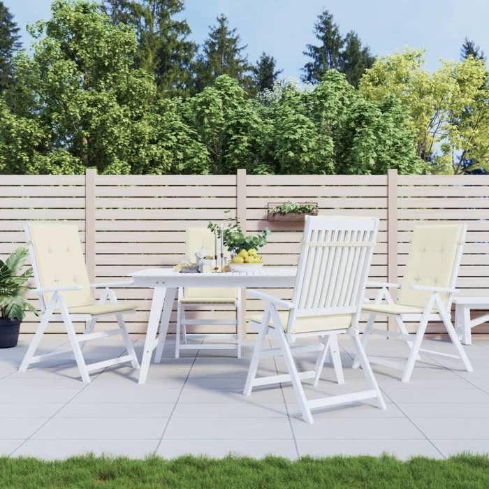 VidaXL Coussins de chaise de jardin dossier haut lot de 4 crème tissu 43182