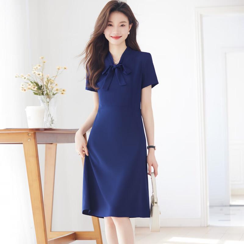 Women's Short Sleeve Professional Dress with Bow