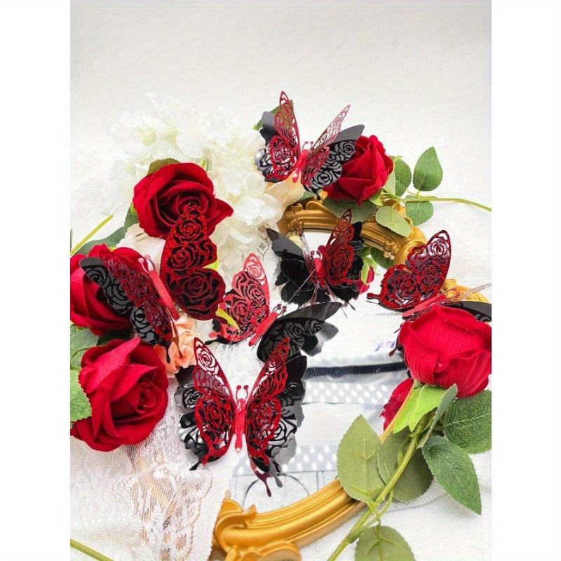 6pcs/Set Valentine's Day Collection Double Layered 3D Design Butterfly Stickers Vinyl Decal for Home Spring Decor Refresh Home Decoration Stickers