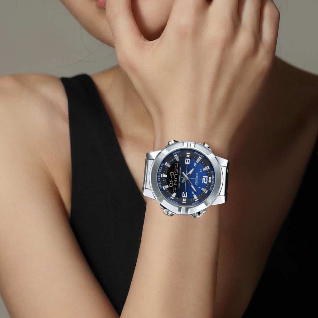 CASIO Quartz Movement Stainless Steel Strap Watch Unisex Blue Dial AMW-870DA-2A1V
