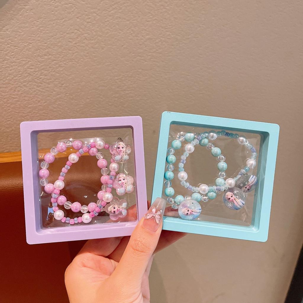 Princess Elsa Children'S Bracelet Girls Cartoon Crystal Beaded Toy Jewelry Little Girl Pearl Bracelet Women