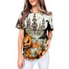 Unisex Halloween T-Shirt All-Over Print with Cute Pumpkin Design for Party and Holiday