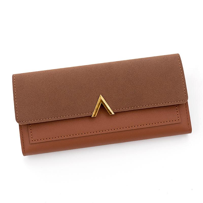 Ladies Pu Wallet Long Style Card Organizer With Snap Button For Daily Carry