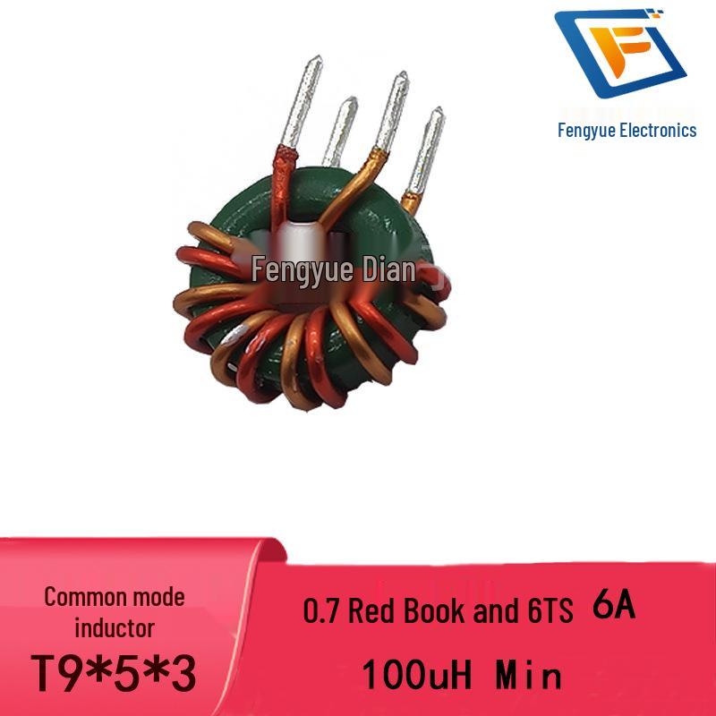 Common Mode Choke Inductor, Ring Type T9*5*3, Red Core, 0.7 Wire, 6 Parallel Turns, 100UH 6A