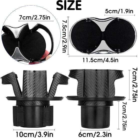 2-in-1 Multifunctional Car Cup Holder Expander Adapter, Universal Double Cup Hol