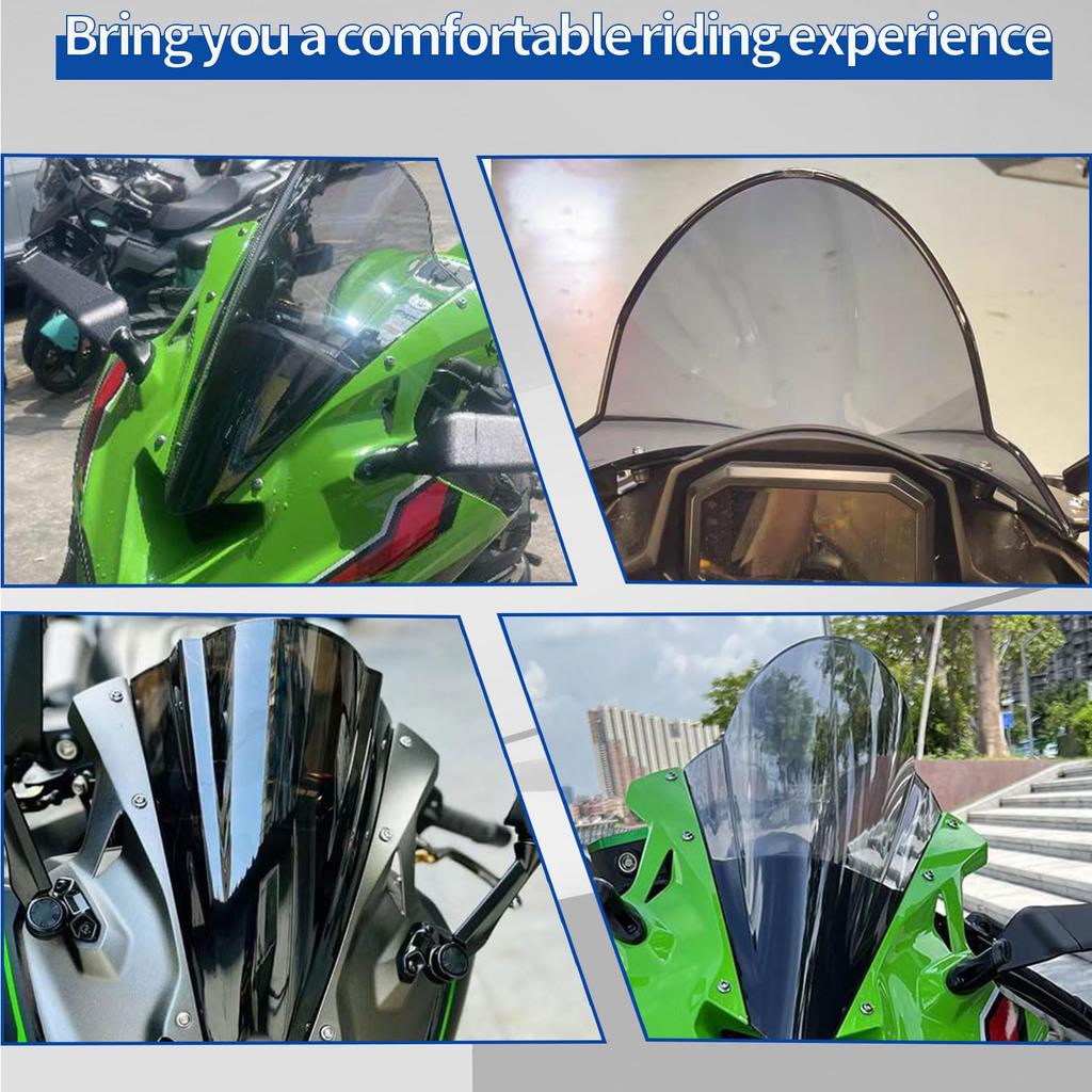SHINKXMT Motorcycle Fly Screen ZX4R Windshield Windscreen Wind Deflector Visor Cover Compatible Models ZX-4R/ZX-4RR